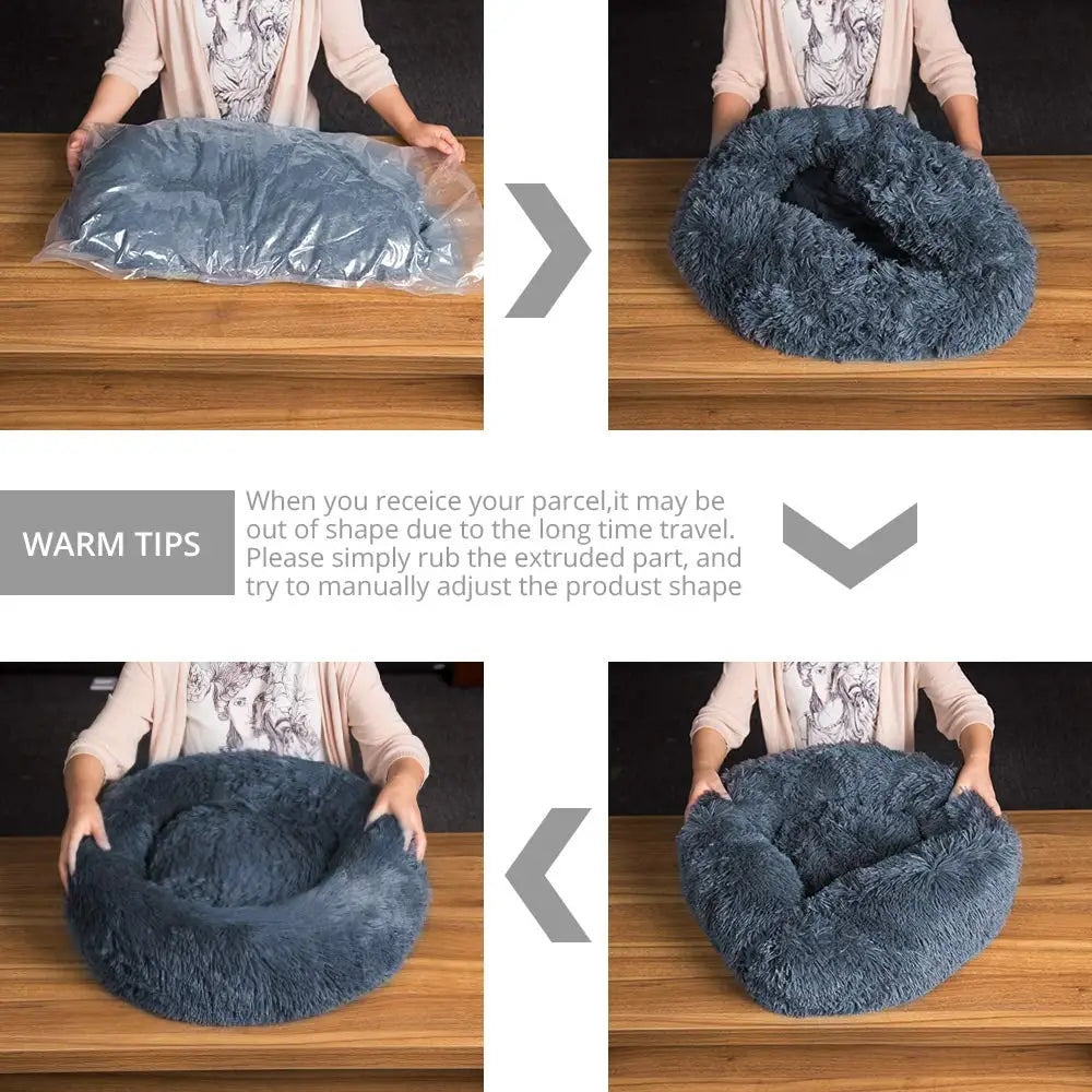 Calming Donut Pet Bed — Super Soft Plush Round Dog & Cat Bed for All Sizes