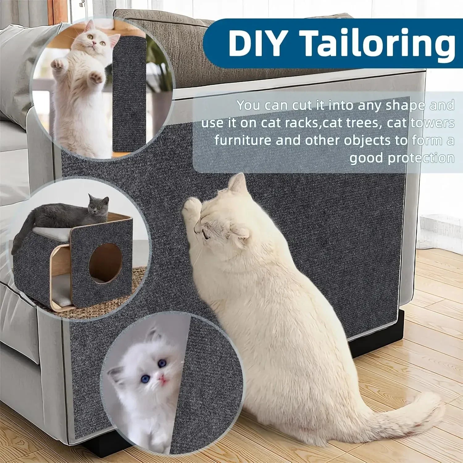 Cat Scratch Sofa Protector Mat — Self-Adhesive & Trimmable for Furniture Protection