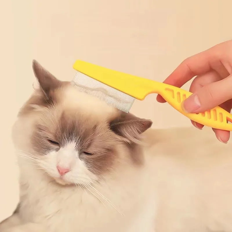 Stainless Steel Pet Shedding & Flea Comb — Face Brush Grooming Tool for Dogs & Cats