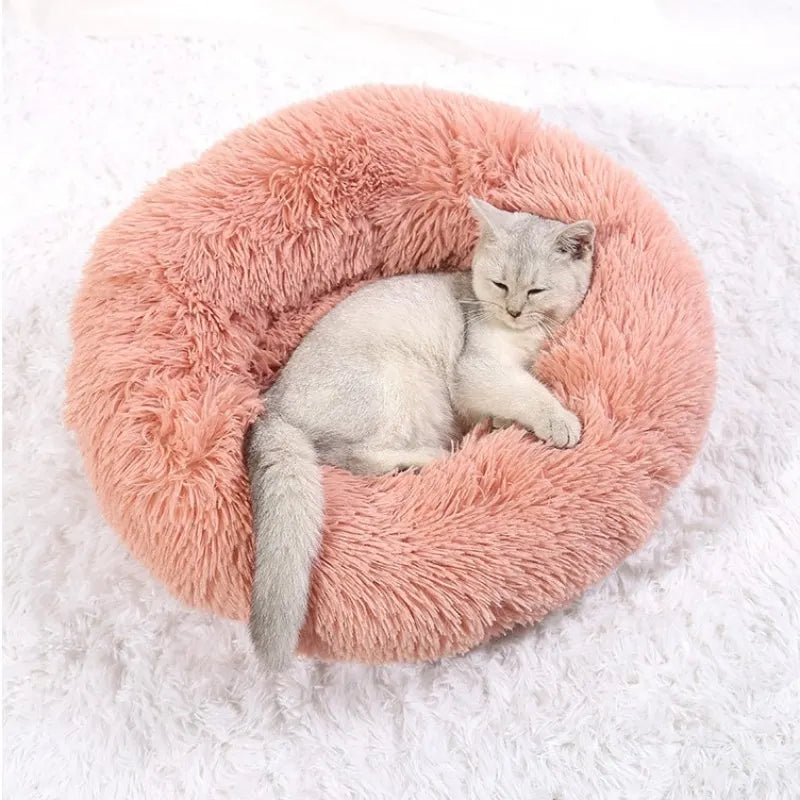 Calming Donut Pet Bed — Super Soft Plush Round Dog & Cat Bed for All Sizes