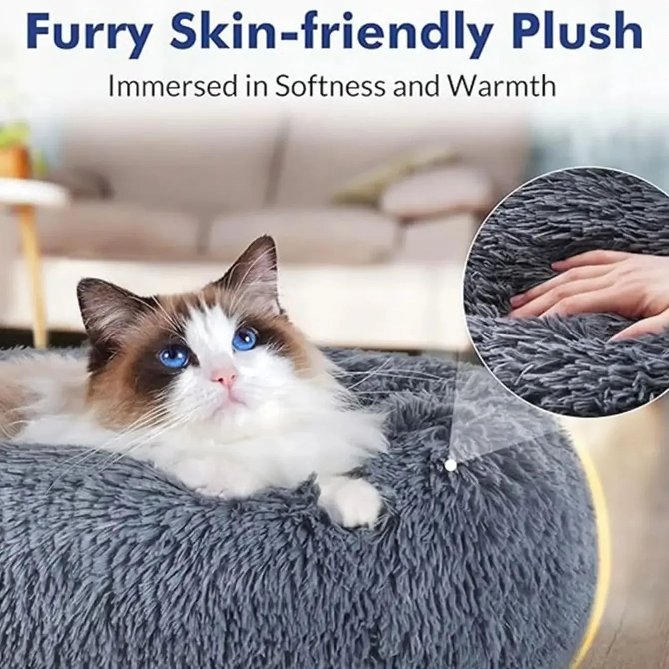 Calming Donut Pet Bed — Super Soft Plush Round Dog & Cat Bed for All Sizes