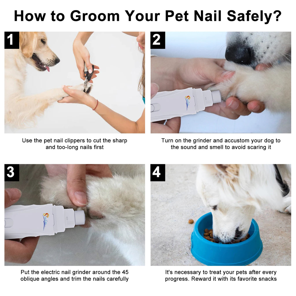 Electric Dog Nail Grinder — USB Rechargeable, Painless & Quiet 2-Speed Pet Nail Trimmer
