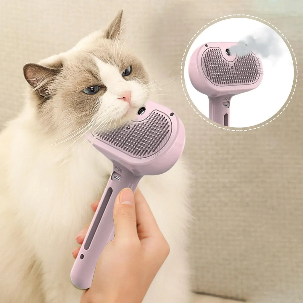 3-in-1 Electric Steam Pet Brush - Grooming, Massage & Detangling for Dogs & Cats