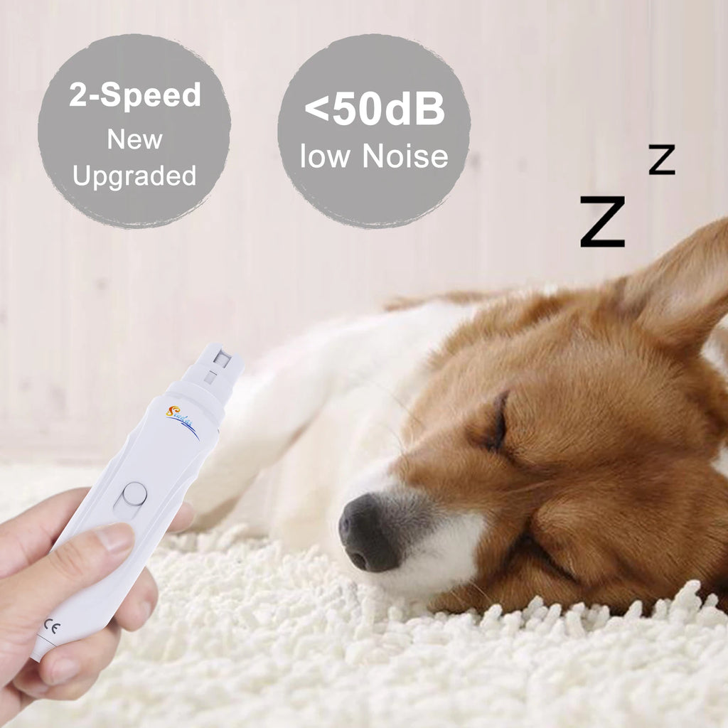 Electric Dog Nail Grinder — USB Rechargeable, Painless & Quiet 2-Speed Pet Nail Trimmer