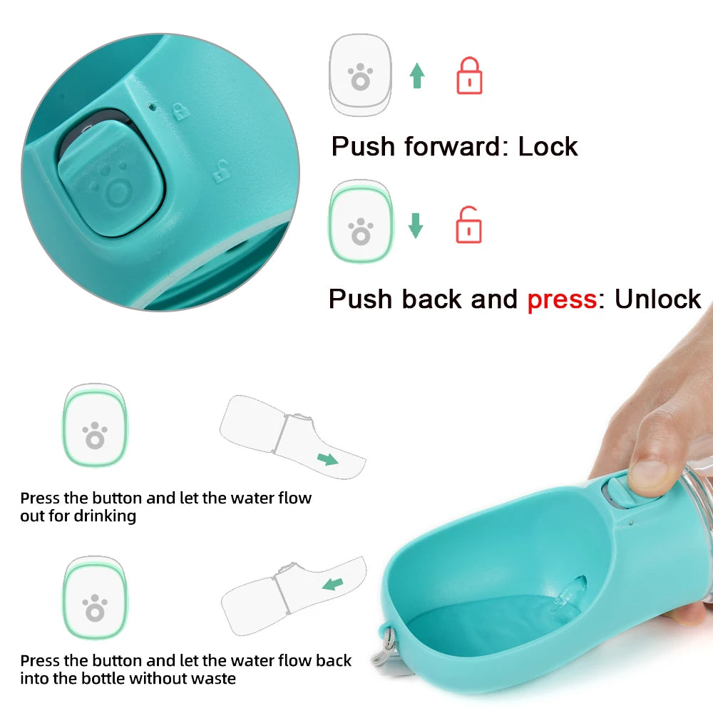 Portable Dog Water Bottle — Leakproof Travel Drinking Bowl for Dogs & Cats
