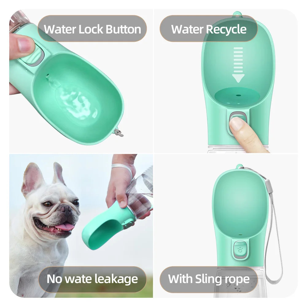 Portable Dog Water Bottle — Leakproof Travel Drinking Bowl for Dogs & Cats