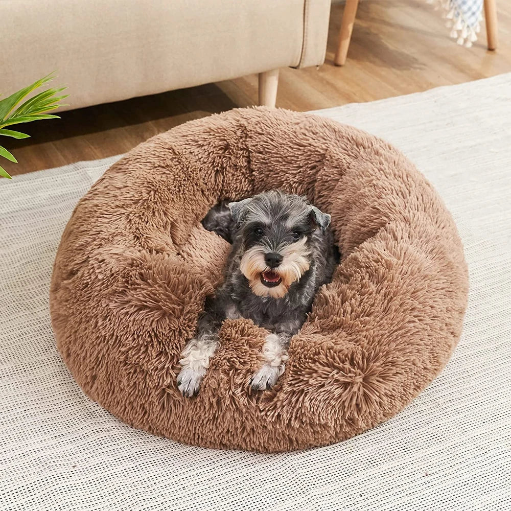 Calming Donut Pet Bed — Super Soft Plush Round Dog & Cat Bed for All Sizes