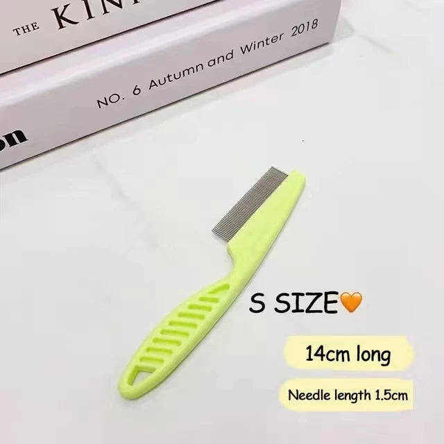 Stainless Steel Pet Shedding & Flea Comb — Face Brush Grooming Tool for Dogs & Cats