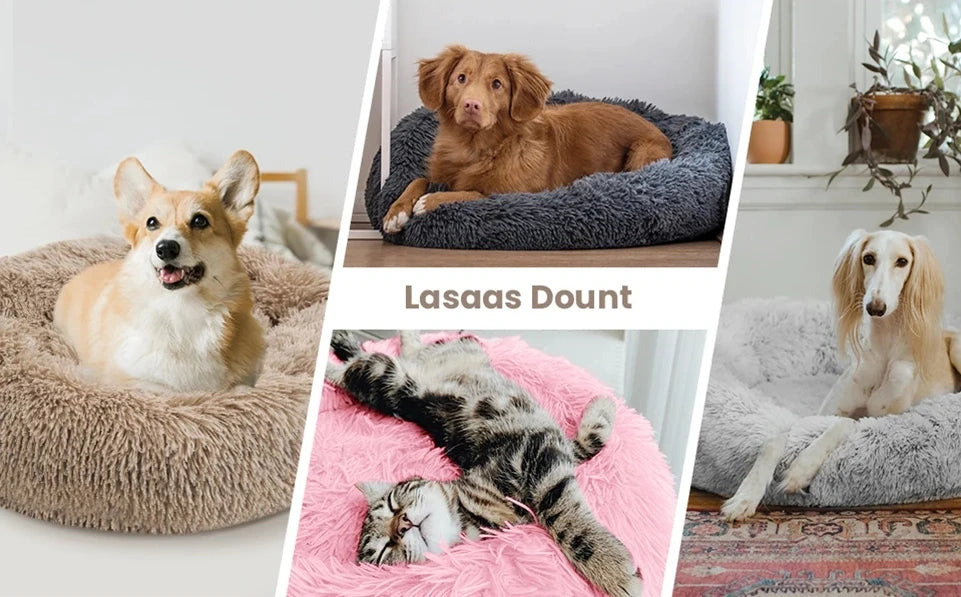 Calming Donut Pet Bed — Super Soft Plush Round Dog & Cat Bed for All Sizes