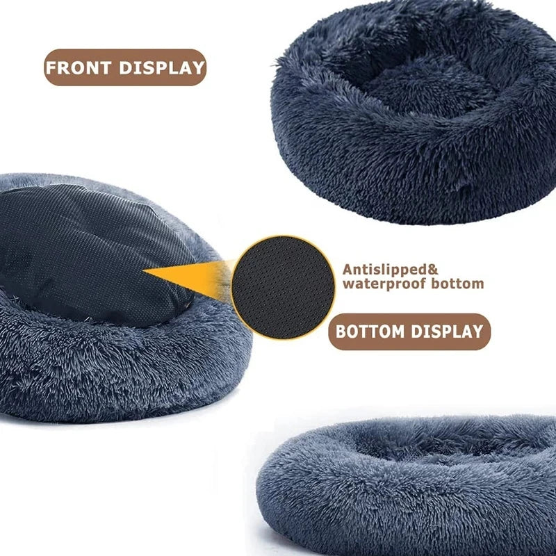 Calming Donut Pet Bed — Super Soft Plush Round Dog & Cat Bed for All Sizes