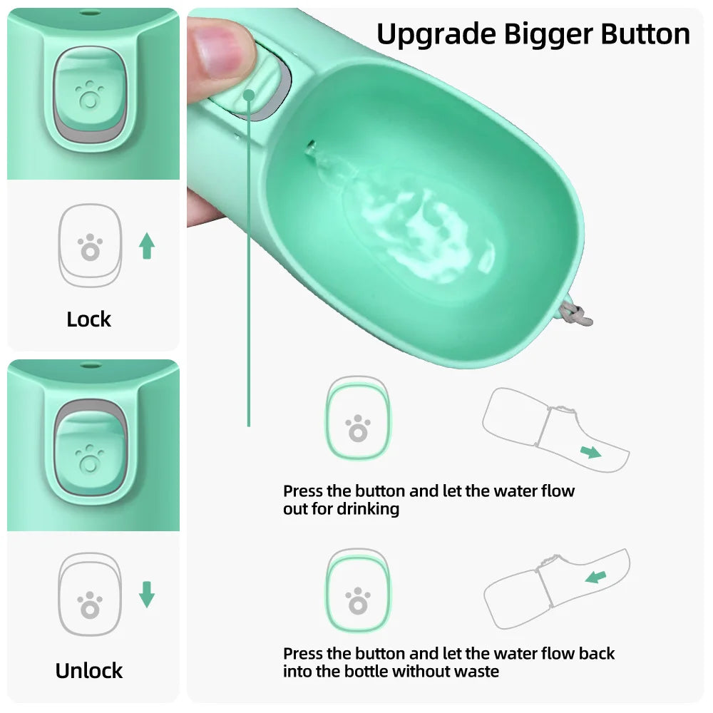Portable Dog Water Bottle — Leakproof Travel Drinking Bowl for Dogs & Cats