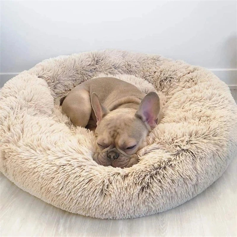 Calming Donut Pet Bed — Super Soft Plush Round Dog & Cat Bed for All Sizes